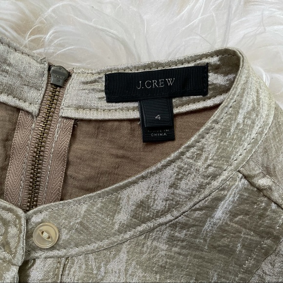 J.Crew Soft Gold Lame' Shirt Dress Sz 4 - Picture 5 of 10